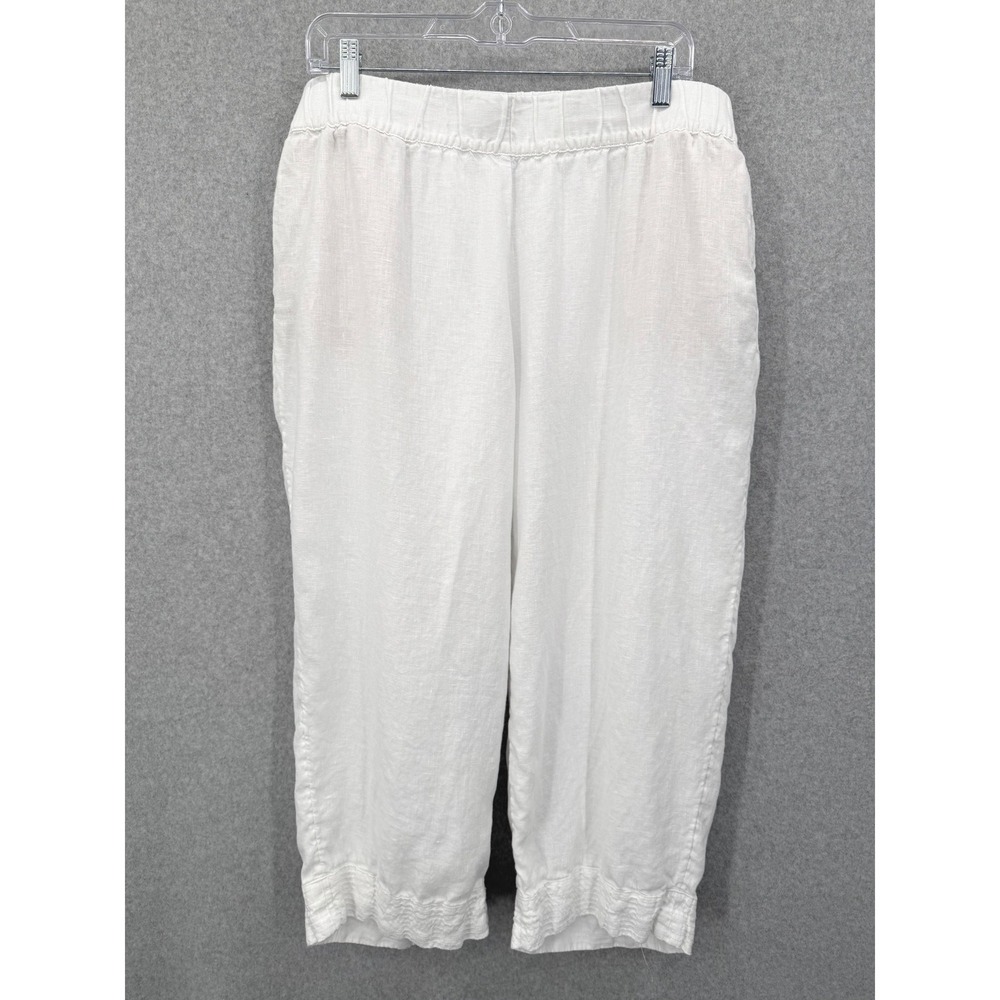 J.Jill Pure Jill Love Linen Pants Women XL‎ White Elastic Waist Pockets Summer